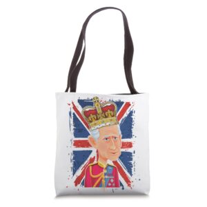 funny king charles iii united kingdom flag coronation kids tote bag