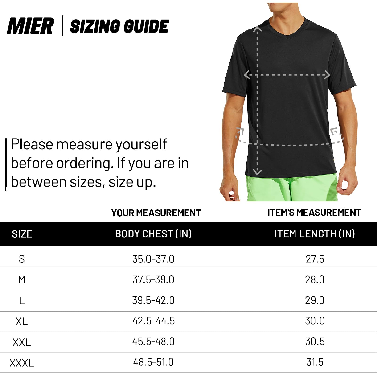 MIER Men's Dry-Fit Workout Tshirts Moisture Wicking Active Athletic Performance V-Neck T-Shirt Polyester Tee Black, XL