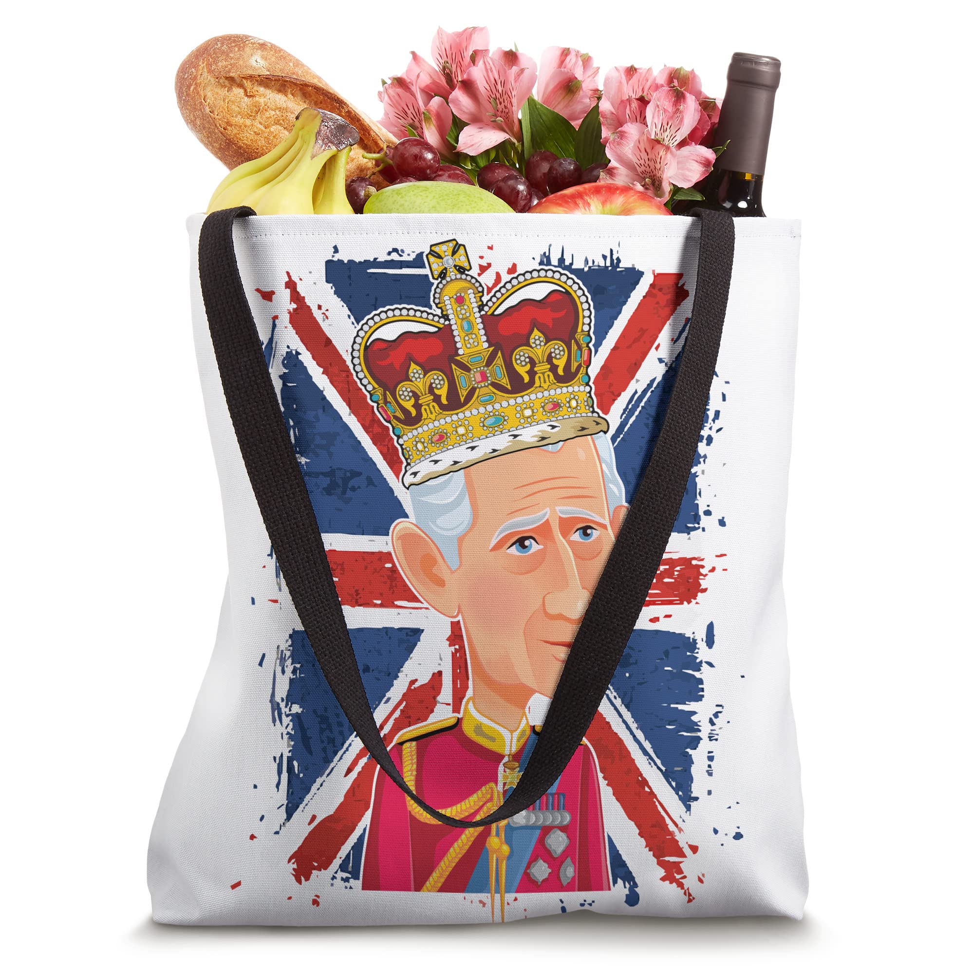 funny King Charles III United Kingdom flag coronation kids Tote Bag