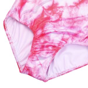 Leotard for Girls Gymnastics Rainbow Dancewear Fashion Tie Dye Sparkle Mesh Spliced Toddler Kids 3-4 Years, Pink Tie Dye