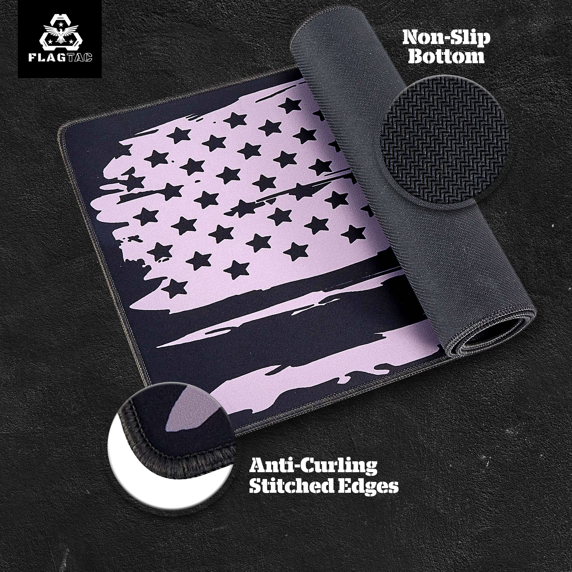 FlagTac Gun Cleaning Mat 12"x36" for Long Rifle, Pistol & Shotgun. Oil-Resistant, Waterproof, Durable, Protects Surfaces, & Non-Slip Repair Mat. Keyboard Gaming Mat