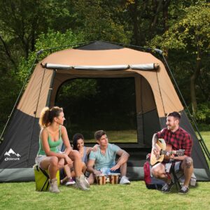 Oileus Instant Camping Tent - 4/6/8 Person Cabin Tent Quick setup, Double Layer with Waterproof & Windproof Tent, Family Camping, Hiking tent with Carry Bag, 5 mesh windows Upgraded Ventilation