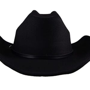 UwantC Faux Felt Cowboy Hats for Men Women Western Cowgirl Hat with Buckle Black One Size