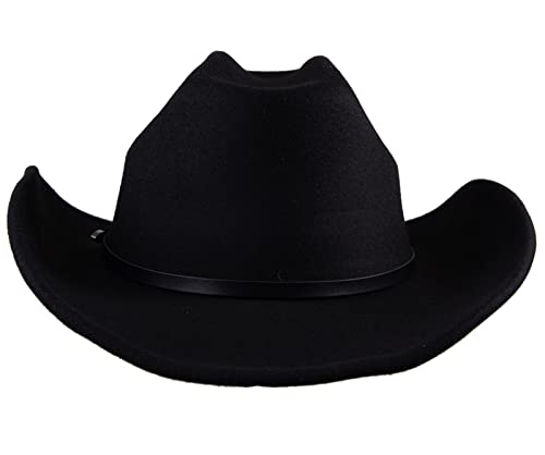 UwantC Faux Felt Cowboy Hats for Men Women Western Cowgirl Hat with Buckle Black One Size