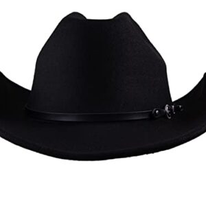 UwantC Faux Felt Cowboy Hats for Men Women Western Cowgirl Hat with Buckle Black One Size