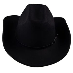 UwantC Faux Felt Cowboy Hats for Men Women Western Cowgirl Hat with Buckle Black One Size