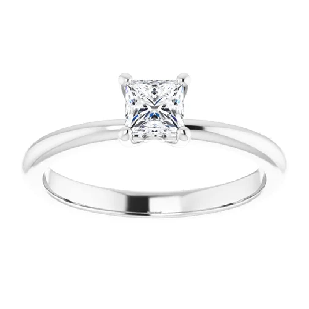 10K Solid White Gold Handmade Engagement Rings, 1 CT Princess Cut Moissanite Diamond Solitaire Wedding/Bridal Rings for Women/Her, Minimalist Anniversary Ring Gifts (5)