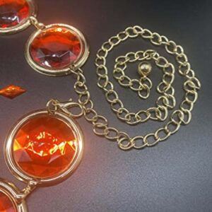 Women Anime Cosplay Waist Belt Stone Chain Halloween Adjustable (Red Rhinestone Set)