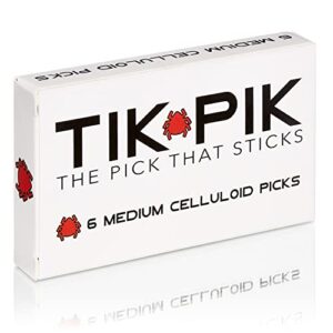 TIK PIK 6-Pack Guitar Picks for Acoustic & Bass Guitars | As Seen On Shark Tank | Black Medium Gauge 0.71mm