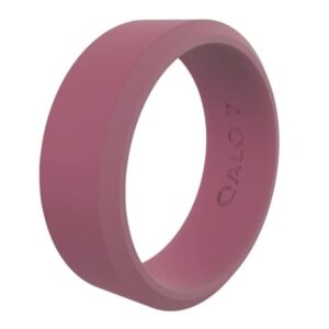 qalo men & women's rubber silicone ring, pela modern, rubber wedding band for men & women, breathable, durable unisex engagement silicone ring, 6.5mm wide 1.8mm thick, cassis, size 7