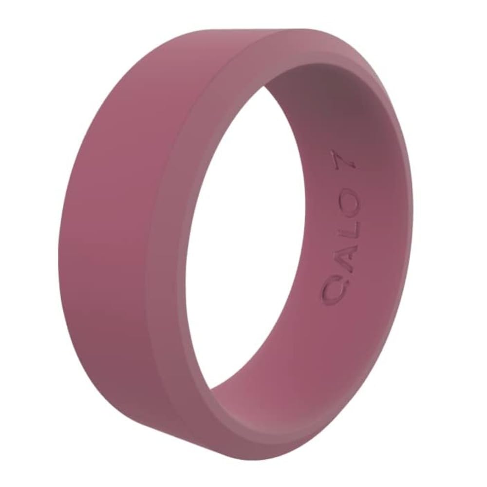 QALO Men & Women's Rubber Silicone Ring, Pela Modern, Rubber Wedding Band for Men & Women, Breathable, Durable Unisex Engagement Silicone Ring, 6.5mm Wide 1.8mm Thick, Cassis, Size 7