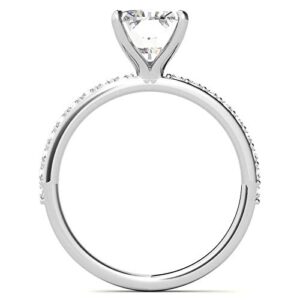 10K Solid White Gold Handmade Engagement Ring 2 CT Radiant Cut Moissanite Diamond Solitaire Wedding/Bridal Ring for Womens/Her Propose Ring Set (10.5)