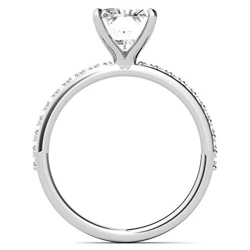 10K Solid White Gold Handmade Engagement Ring 2 CT Radiant Cut Moissanite Diamond Solitaire Wedding/Bridal Ring for Womens/Her Propose Ring Set (10.5)