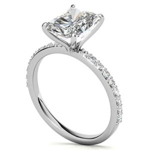 10K Solid White Gold Handmade Engagement Ring 2 CT Radiant Cut Moissanite Diamond Solitaire Wedding/Bridal Ring for Womens/Her Propose Ring Set (10.5)