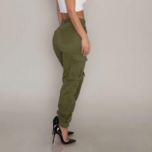 Cargo Joggers Women's Casual High Waist Stretch Straight Pants Military Outdoor Relaxed Fit Trousers Sweatpants Army Green