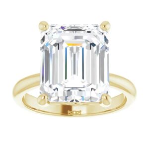 10K Solid Yellow Gold Handmade Engagement Ring, 5 CT Emerald Cut Moissanite Diamond Solitaire Wedding/Bridal Rings for Women/Her, Minimalist Anniversary Ring Gifts (4)