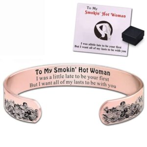 KKLM For Love - To My Smokin' Hot Woman Wave Cuff Bracelet, Adjustable Love Bracele, Women Wave Bracelet with Confession Message Card for My Wife Girlfriend (Rose gold)