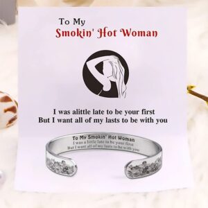 KKLM For Love - To My Smokin' Hot Woman Wave Cuff Bracelet, Adjustable Love Bracele, Women Wave Bracelet with Confession Message Card for My Wife Girlfriend (Rose gold)