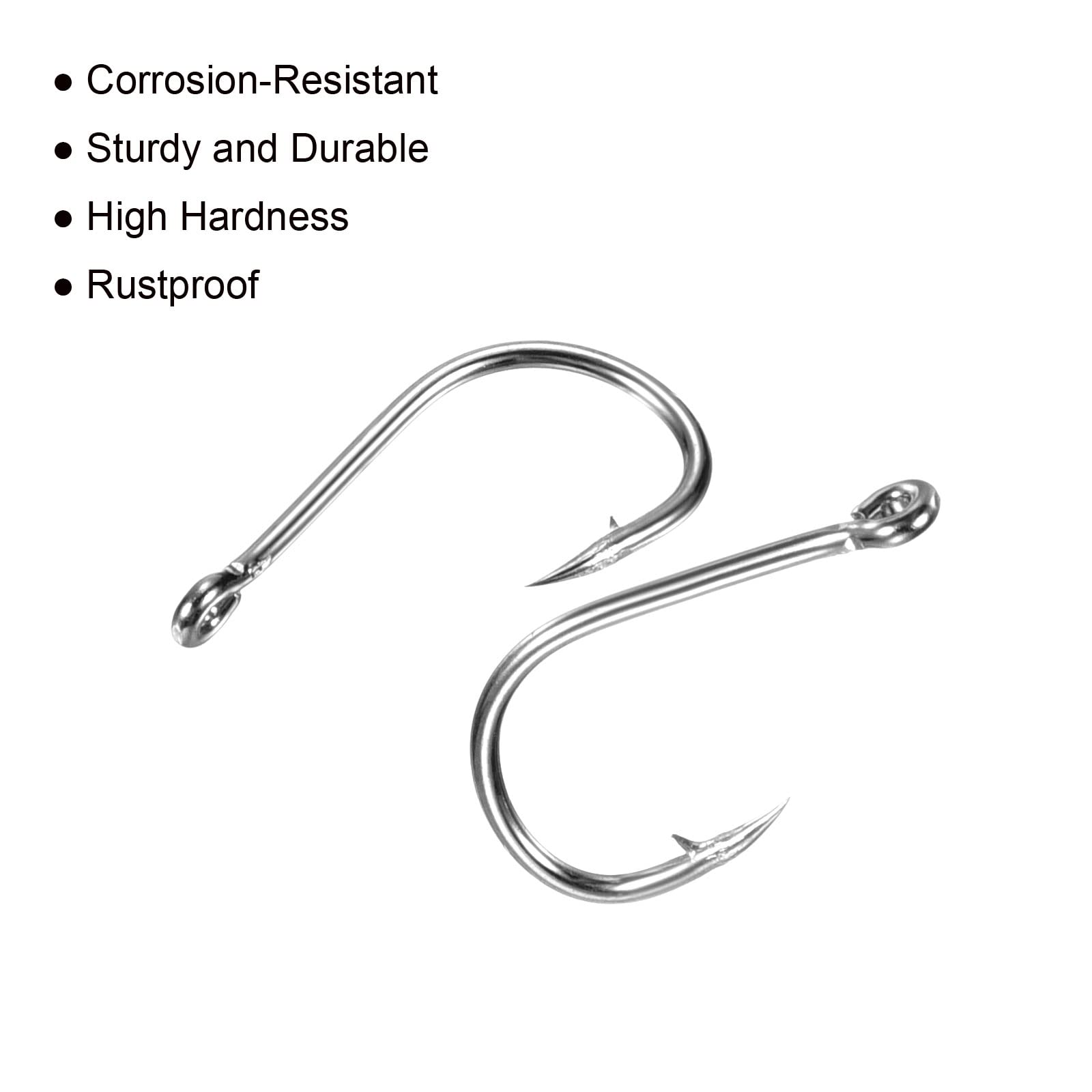 PATIKIL 6# Catfish Hooks, 200 Pack 0.31" Claw Fish Hook Fishing Hook High Carbon Steel J Shaped with Barbs for Freshwater Saltwater, Silver Tone