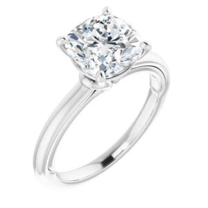 10K Solid White Gold Handmade Engagement Ring 2.5 CT Cushion Cut Moissanite Diamond Solitaire Wedding/Bridal Rings for Women/Her Propose Ring (4)