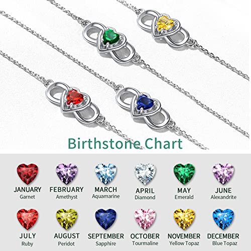 ChicSilver Infinity Heart Bracelet for Women 925 Sterling Silver Dainty Cubic Zirconia CZ Created Aquamarine Bracelet March Birthstone Jewelry Birthday Gifts