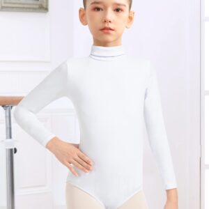 Tegmk Girls' Team Basic Turtleneck Long Sleeve Leotard with Durable Snaps, Front Lining, Zipper Back(6039-07-L)