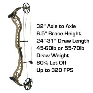 Bear Archery ADAPT Adult Compound Bow Package Designed by The Hunting Public, 70 lb. Draw Weight, Right Hand, Throwback Tan