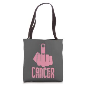 fuck cancer middle finger - pink tote bag