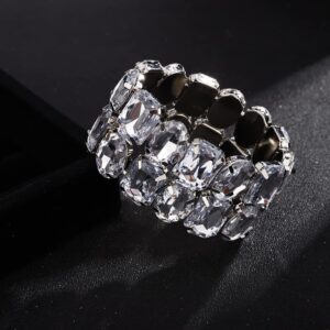 Denifery Crystal Bracelet Bridal Rhinestone Bangles Statement Wedding Bracelet Jewelry for Women and Girls