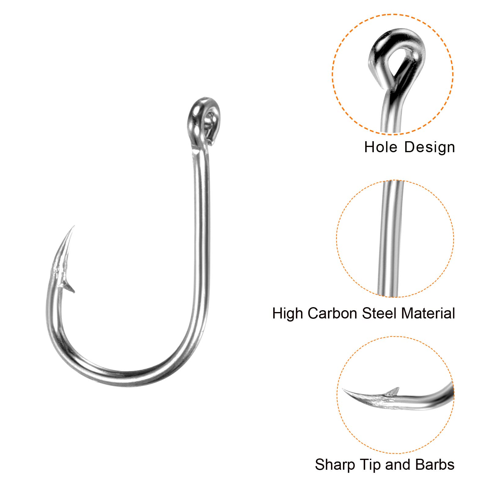 PATIKIL 6# Catfish Hooks, 200 Pack 0.31" Claw Fish Hook Fishing Hook High Carbon Steel J Shaped with Barbs for Freshwater Saltwater, Silver Tone