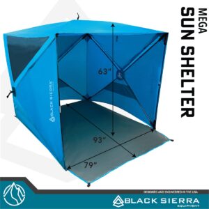 Black Sierra Beach Tent with UPF 50+ Sun Protection, Easy Set Up Sun Shelter, Portable Lawn Canopy with Carry Bag, Outdoor Pop Up Cabana Shade for The Beach, Backyard, Sports, RV