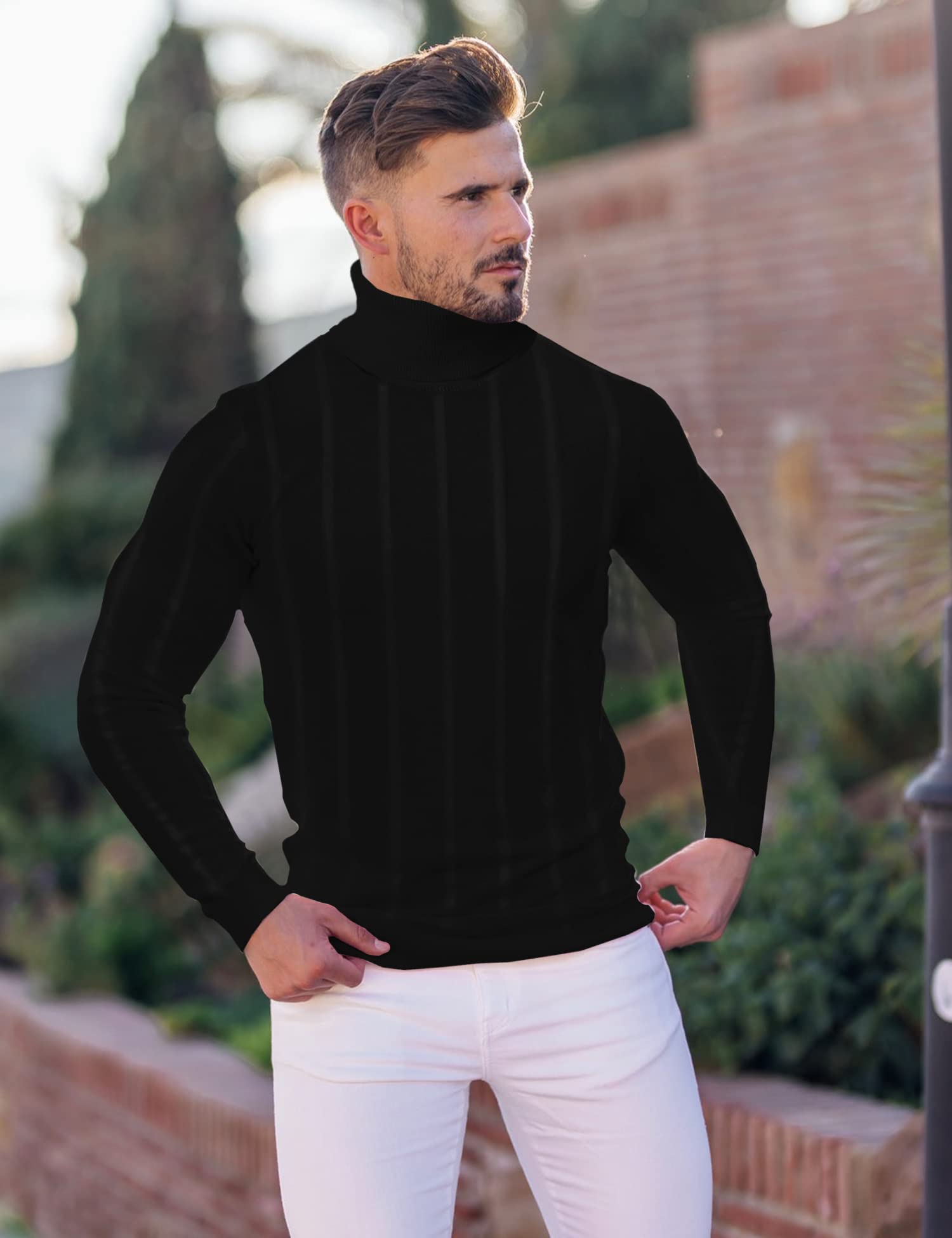 Long Sleeve Turtleneck High Neck Shirt Sweater Men Mens Fleece Pullover Men Jumper Mens Cycling Jersey Long Sleeve T Shirts Men's Mock Neck Mens Mock Turtleneck Shirt Funnel Neck Mens Long Sweater