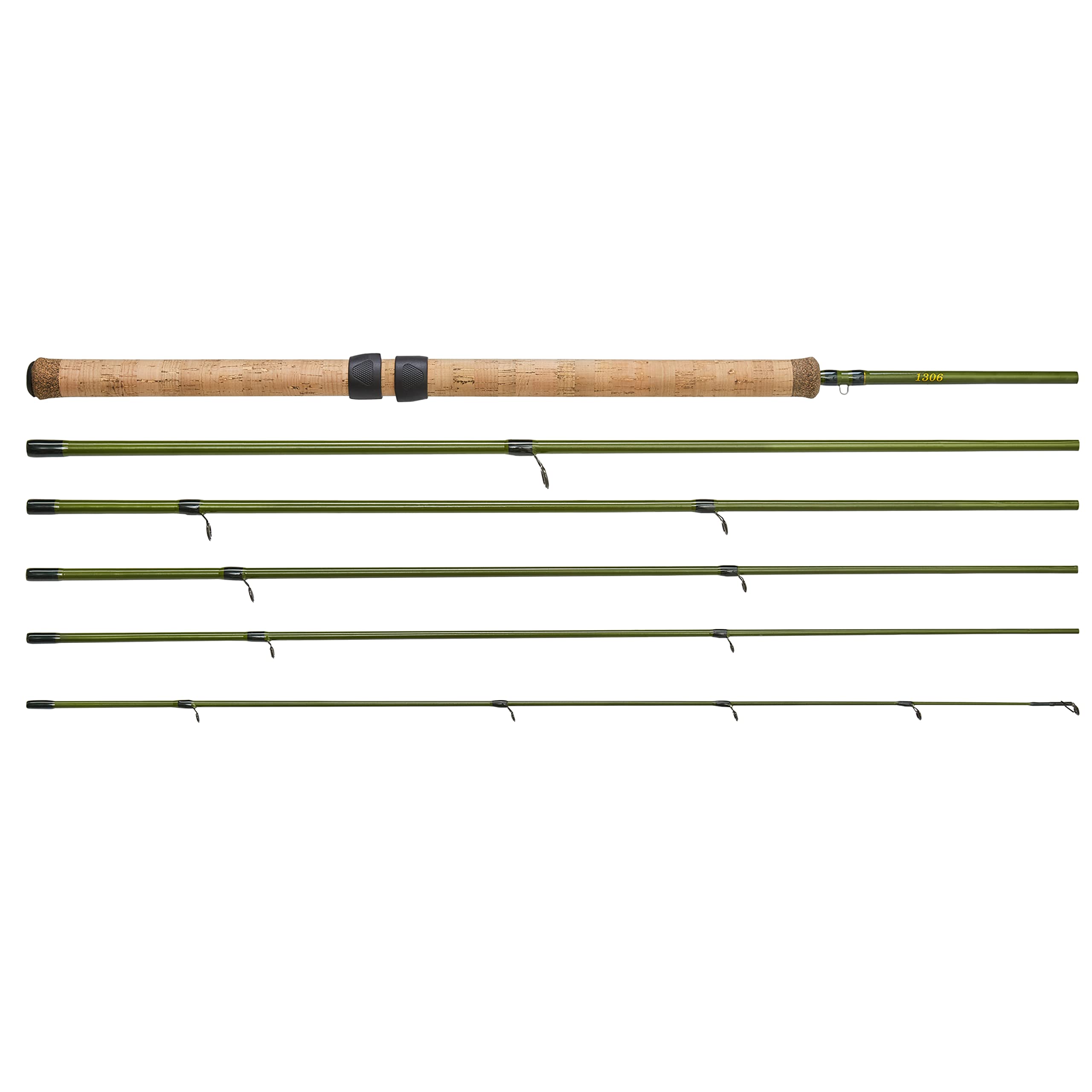 Center Pin Float Fishing Rod 13 Feet 6-10lbs 6 Pieces Carbon Sections Wooden Cork Handle Lure Weight 1/8-1/2oz Centerpin Fishing, Brown