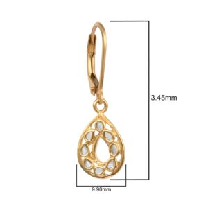 0.25 CTW Natural Polki Diamond Pear Shape Lever Back Earrings in Vermeil Yellow Gold Over Sterling Silver