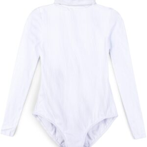 Tegmk Girls' Team Basic Turtleneck Long Sleeve Leotard with Durable Snaps, Front Lining, Zipper Back(6039-07-L)