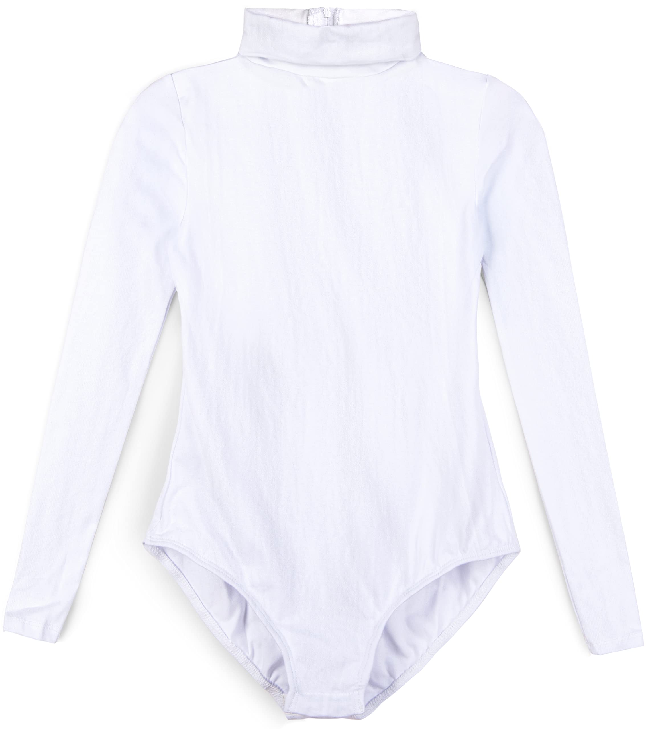 Tegmk Girls' Team Basic Turtleneck Long Sleeve Leotard with Durable Snaps, Front Lining, Zipper Back(6039-07-L)