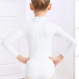 Tegmk Girls' Team Basic Turtleneck Long Sleeve Leotard with Durable Snaps, Front Lining, Zipper Back(6039-07-L)