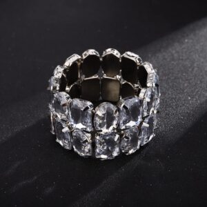 Denifery Crystal Bracelet Bridal Rhinestone Bangles Statement Wedding Bracelet Jewelry for Women and Girls