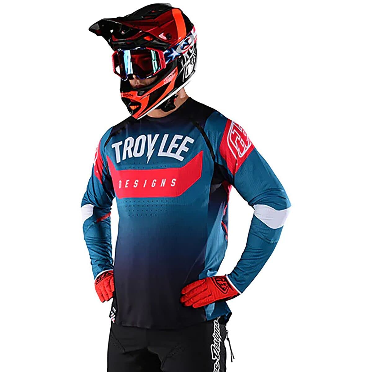 Troy Lee Designs Cycling MTB Bicycle Mountain Bike Jersey Shirt for Men, Sprint Ultra Jersey (Arc Blue/Black Black, MD)