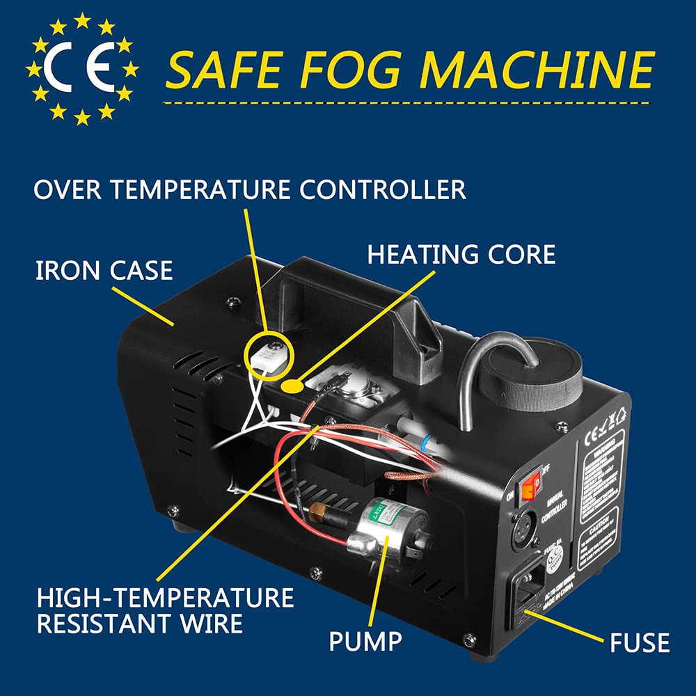 XWSTGEQ Fog Smoke Machine, 500 Watt Portable Smoke Machine with Wireless & Wired Remote Control for Halloween Wedding and Stage Effect