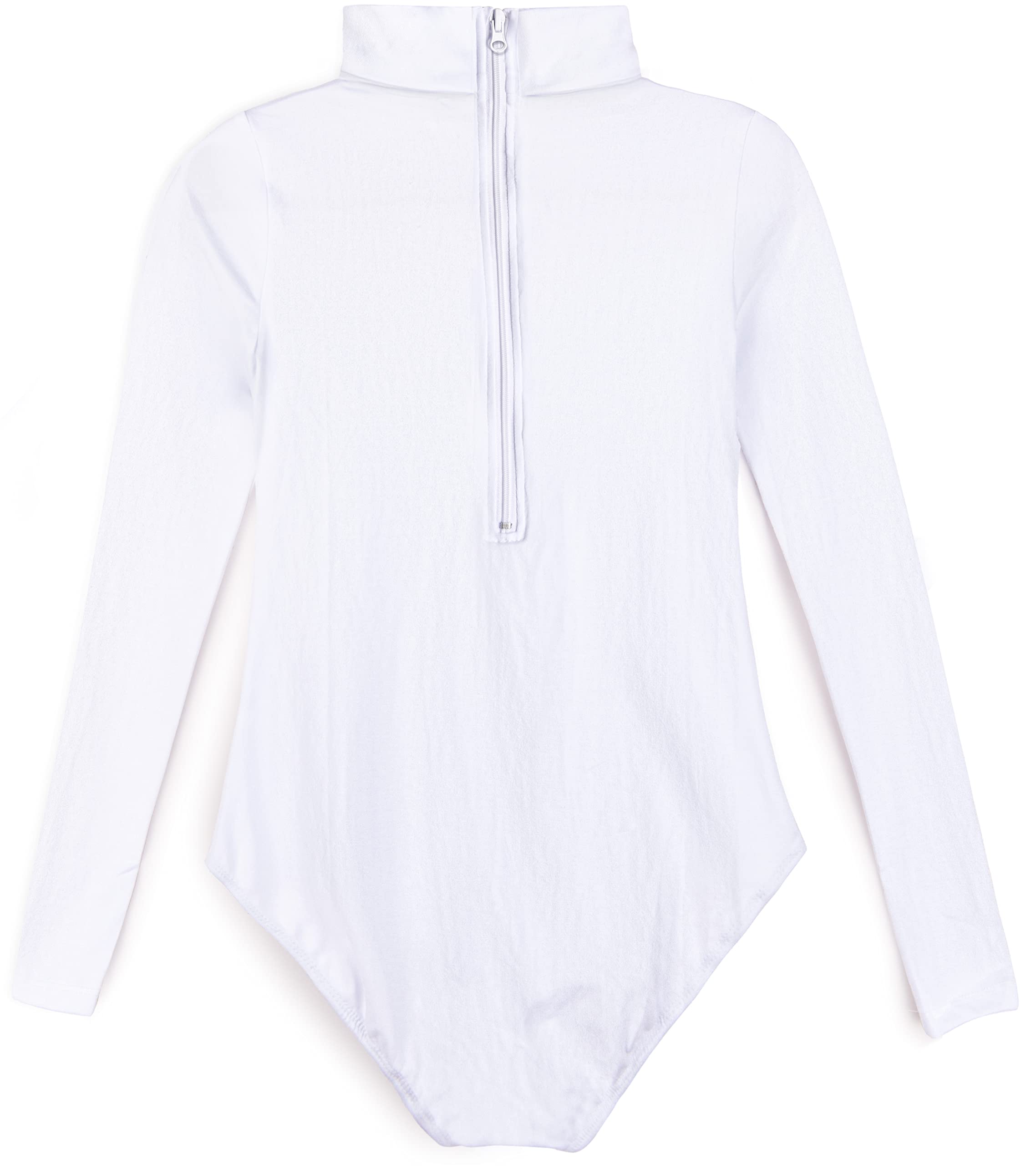 Tegmk Girls' Team Basic Turtleneck Long Sleeve Leotard with Durable Snaps, Front Lining, Zipper Back(6039-07-L)