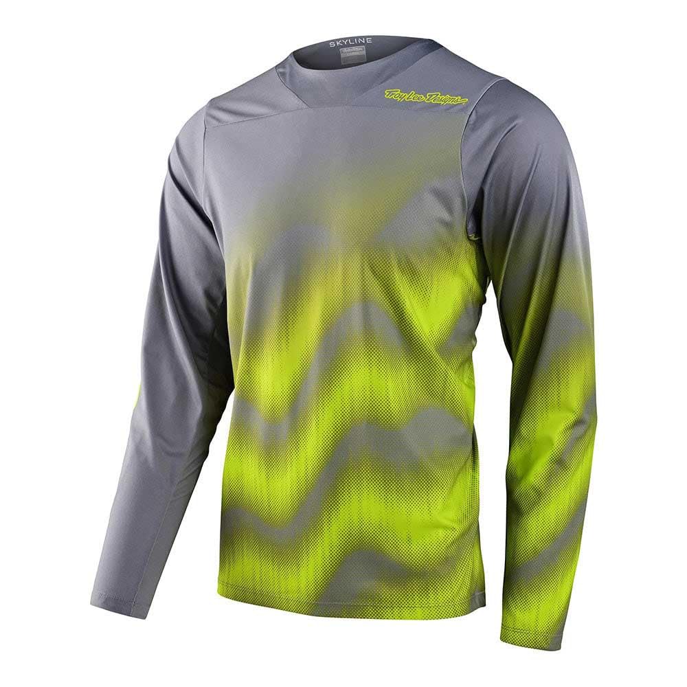 Troy Lee Designs Cycling MTB Bicycle Mountain Bike Jersey Shirt for Men, Skyline LS Chill (Waves Lt Gray, XL)