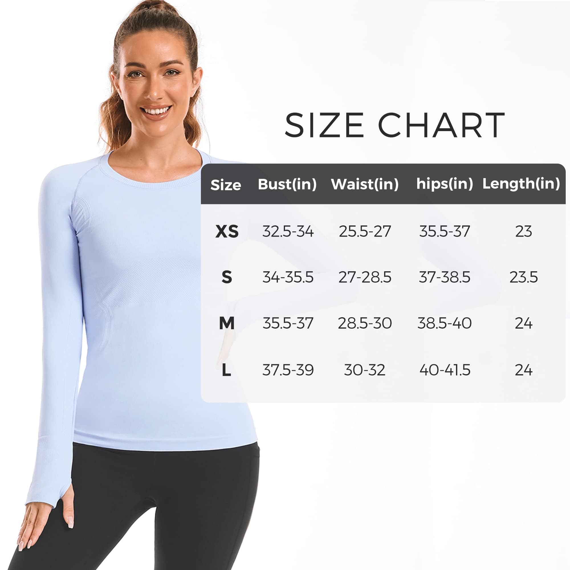 Stelle Women Workout Shirts Seamless Long Sleeve Yoga Tops with Thumb Holes for Sports Running Breathable Athletic Slim Fit Blue