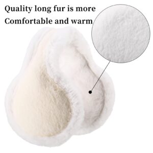 TOPZGLEEY Winter Earmuffs For Women Girls, Faux Furry Soft & Warm Earmuffs Cute Foldable Outdoor Ear Warmers -Ear Covers for Cold Weather(White)