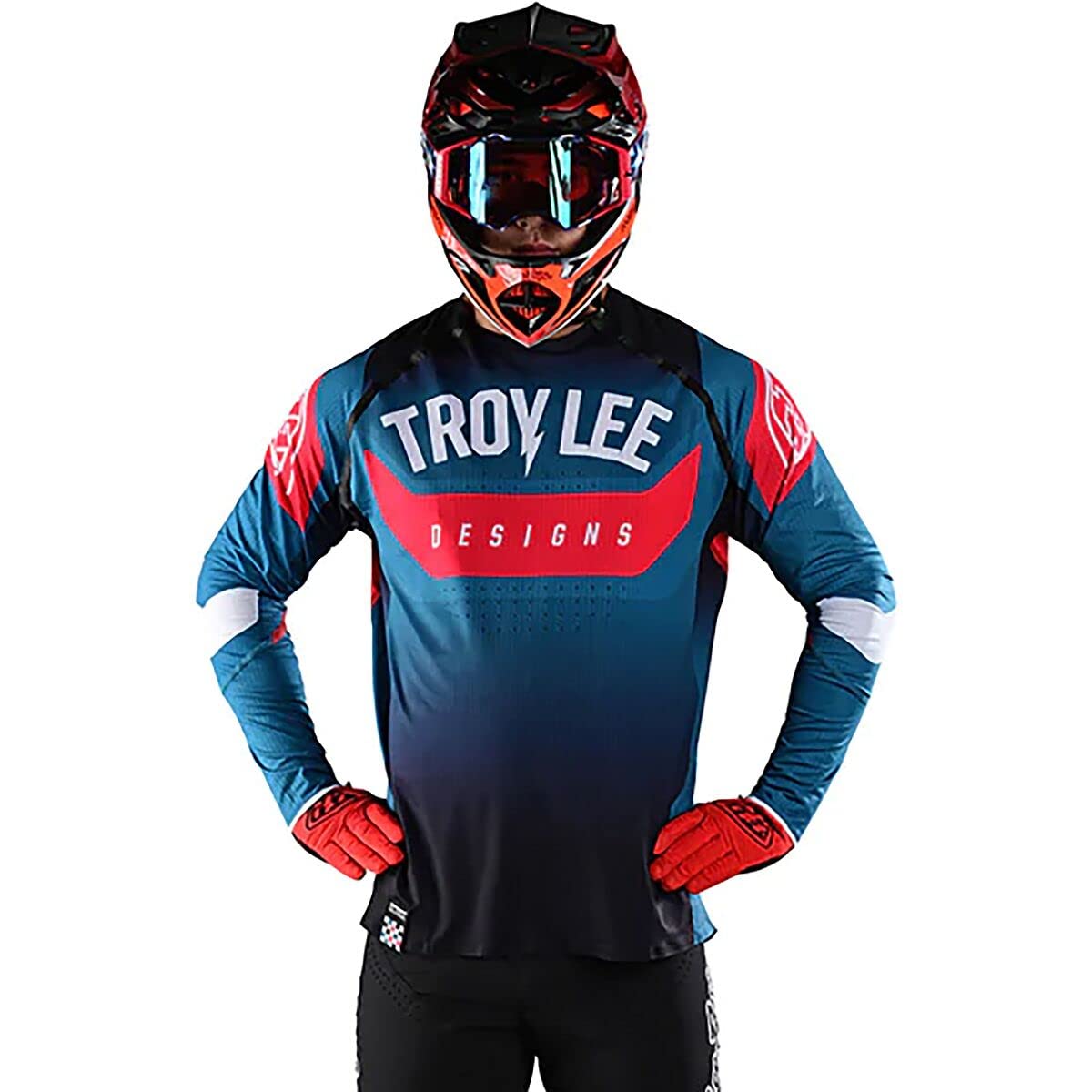 Troy Lee Designs Cycling MTB Bicycle Mountain Bike Jersey Shirt for Men, Sprint Ultra Jersey (Arc Blue/Black Black, XL)