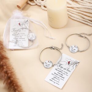 Unittype 3 Set Memorial Gifts Cardinal Memorial Bracelet Jewelry Bangle Sympathy Gift Soul Poem Card Remembrance Gifts Cardinal Gifts(3 Sets)