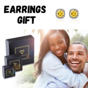 TOPGRILLZ Square Stud Earrings 925 Sterling Silver 5A+ Cubic Zirconia 14K Gold Black Diamonds Stud Earrings For Men Women Aretes De Hombre-Gold Silver