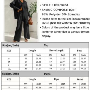 KOLAOYEP 2 Piece Outfits for Women Wide Leg Pants Sets Casual Long Sleeve Button Down Shirt Solid Streetwear Suits