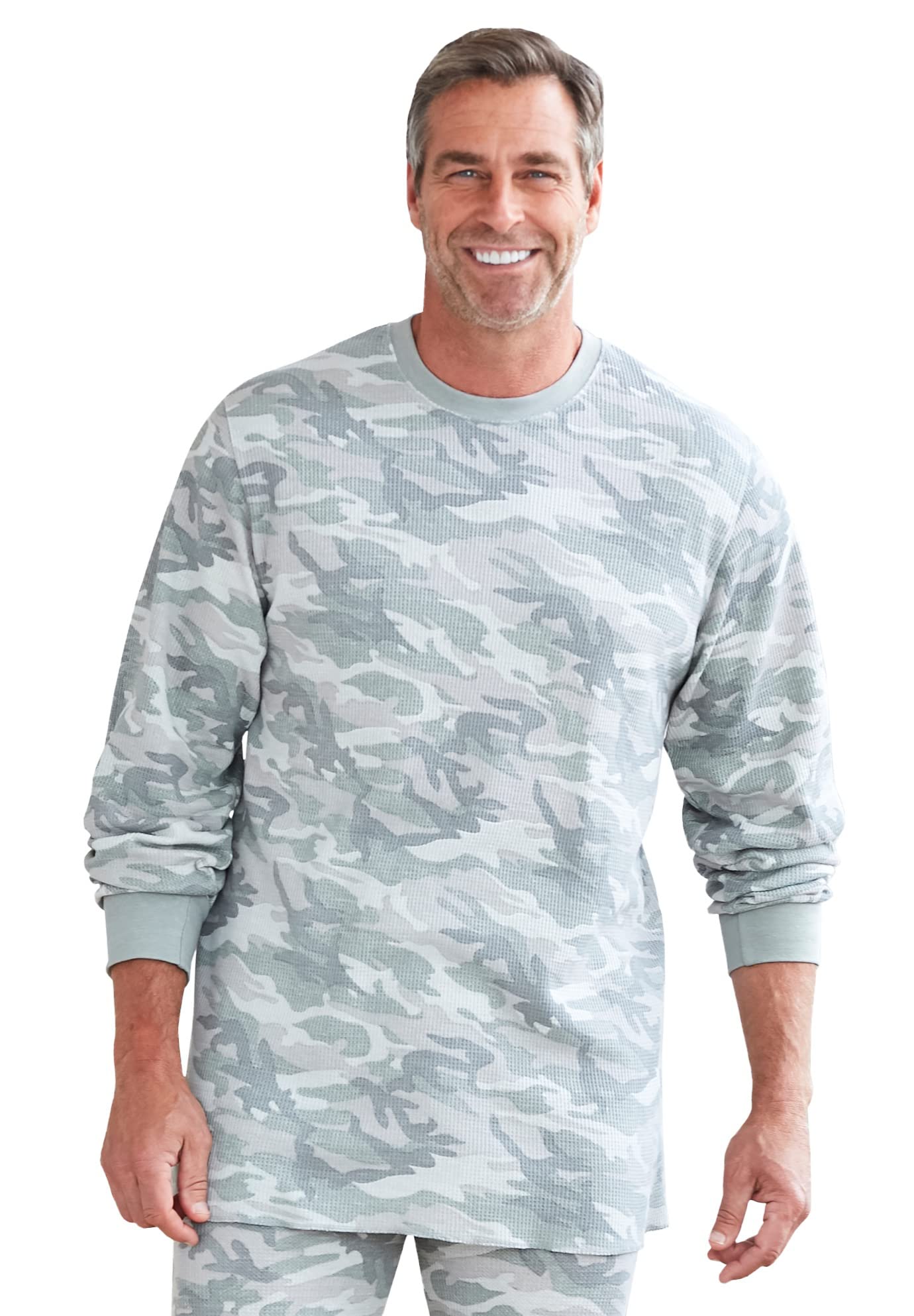 KingSize Men's Big & Tall Heavyweight Thermal Underwear Crewneck Tee - 5XL, Grey Camo