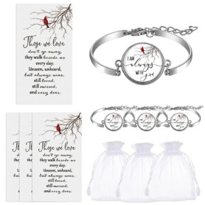 Unittype 3 Set Memorial Gifts Cardinal Memorial Bracelet Jewelry Bangle Sympathy Gift Soul Poem Card Remembrance Gifts Cardinal Gifts(3 Sets)